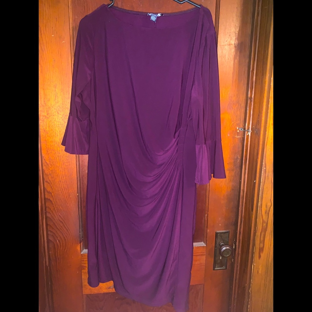 XL classy purple cinched-waist dress